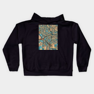 Fresno Map Pattern in Mid Century Pastel Kids Hoodie